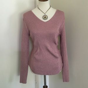 🌷Ashley Stewart- Ribbed Pink Metallic Top